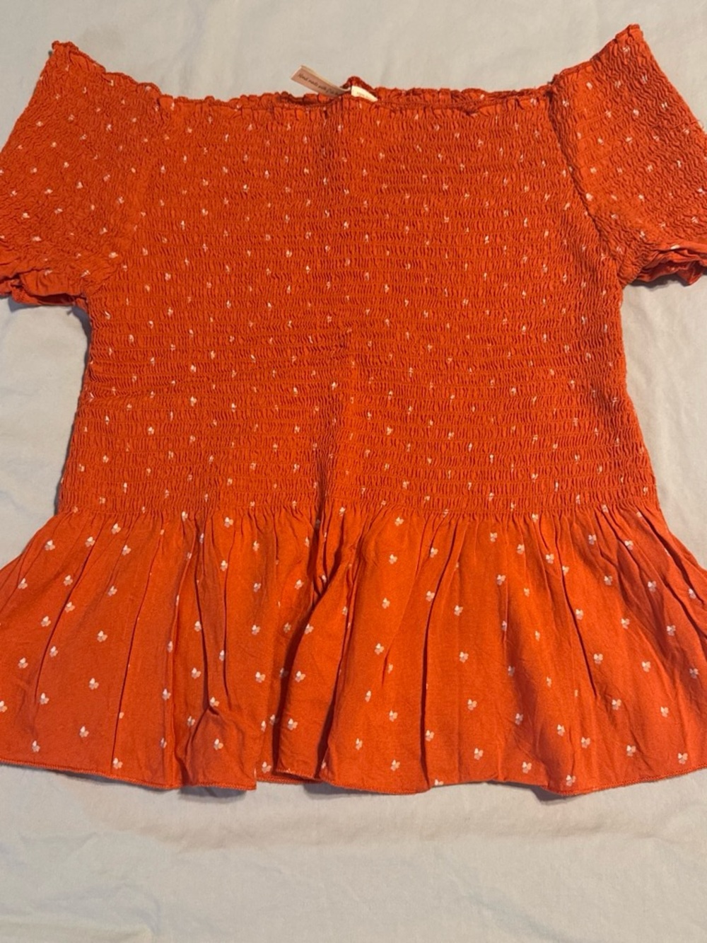 Women’s Smocked Off-Shoulder Top - Orange